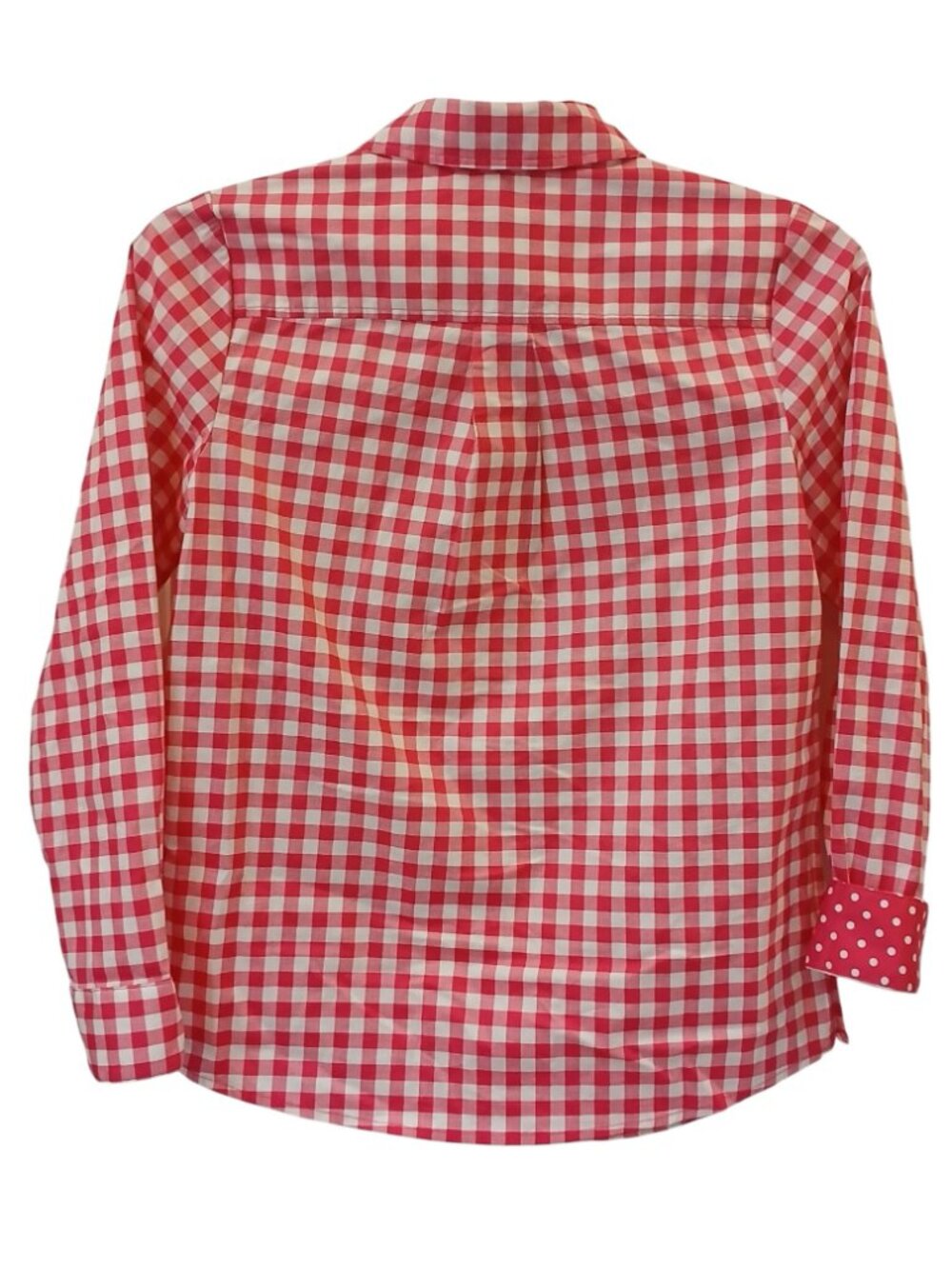 Denim & Co XXS Pink White Gingham Button Shirt Contrast Cuffs Cotton Blend #D-27 - Picture 2 of 11